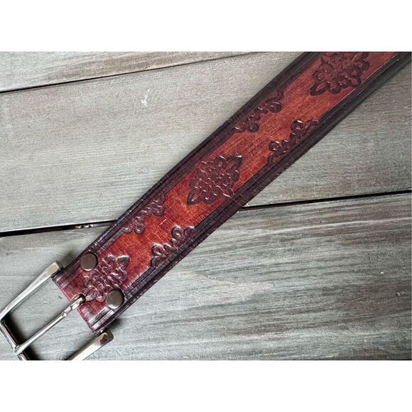 Cicada‎ Engraved Genuine Steerhide Tooled Leather Brown Belt. Made in USA… - Picture 3 of 12